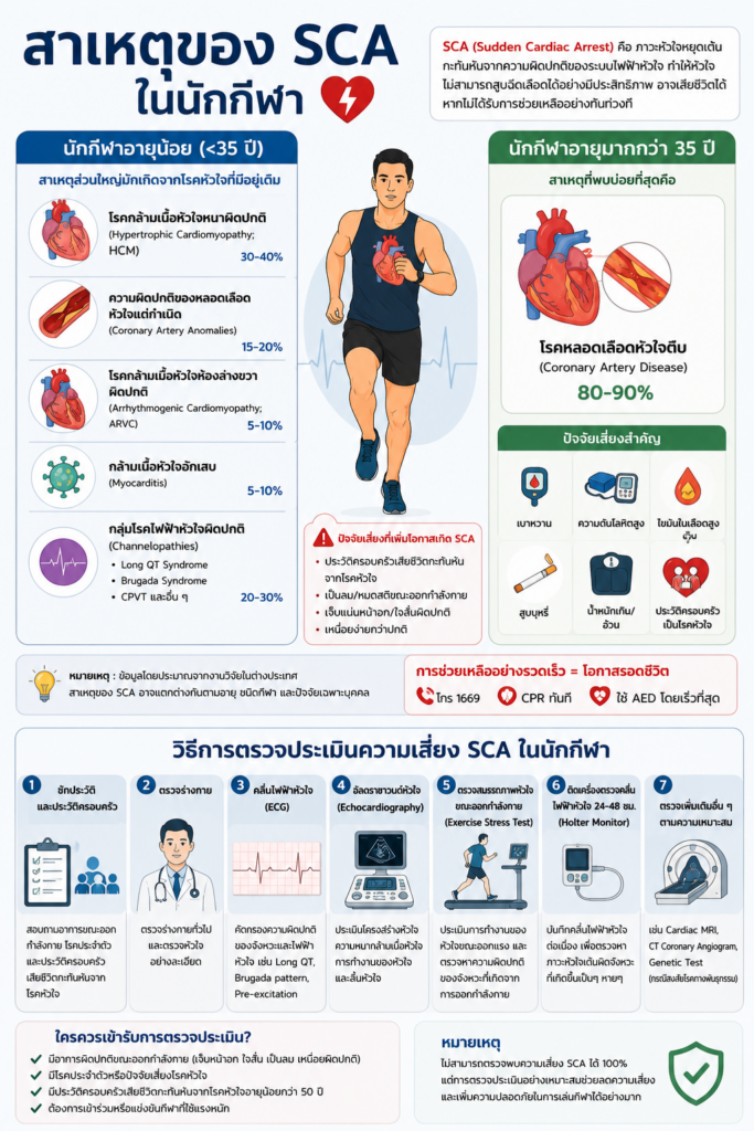 สาเหตุหัวใจหยุดเต้นเฉียบพลันในนักกีฬา