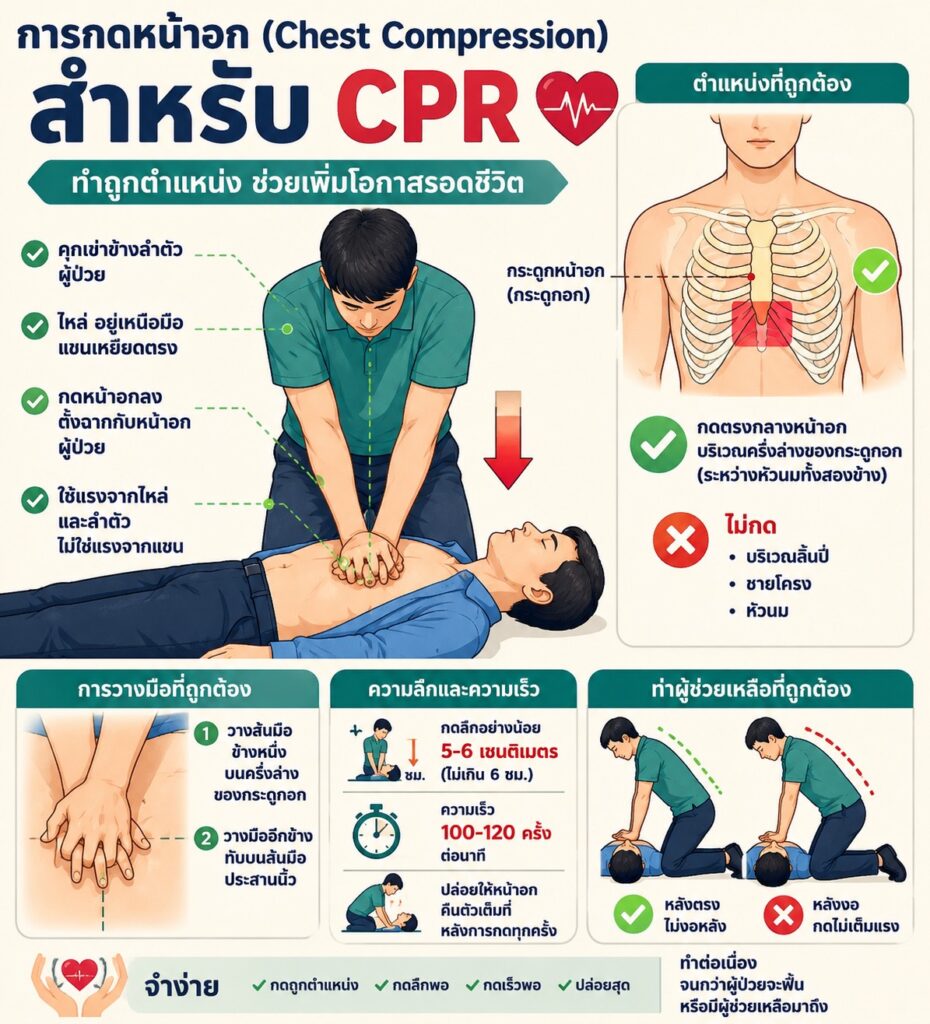 วิธีการกดหน้าอกช่วยชีวิต คลินิกหัวใจราชพฤกษ์