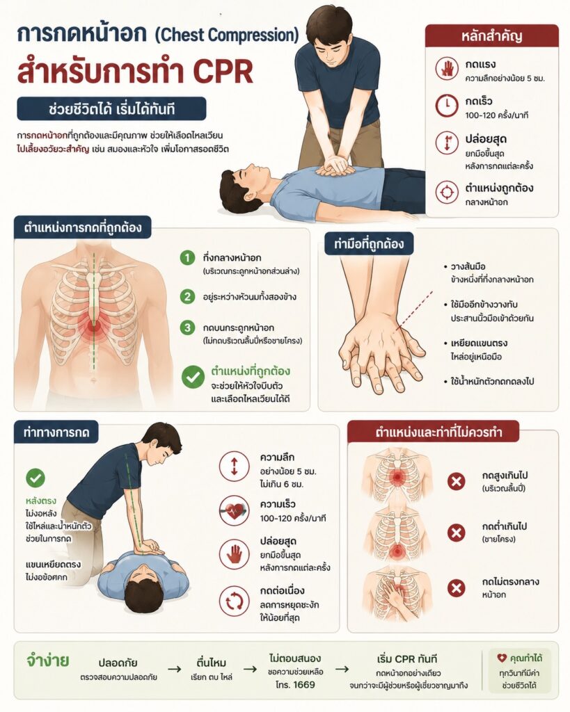 แนวทางการกดหน้าอก คลินิกหัวใจราชพฤกษ์