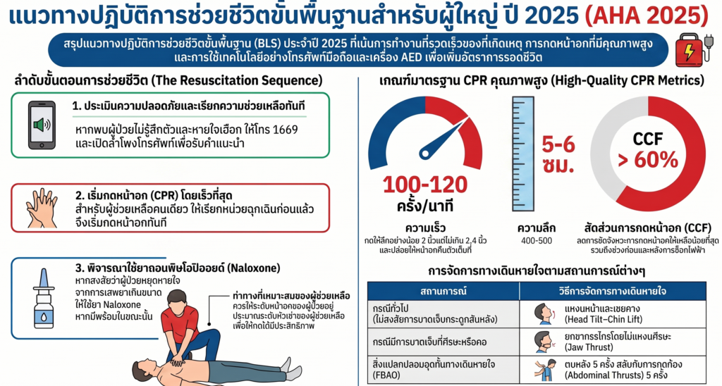 วิธี CPR โดย AHA 2025 คลินิกหัวใจราชพฤกษ์
